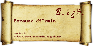 Berauer Ármin névjegykártya